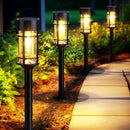 MANCRA SOLAR PATHWAY LIGHTS, 8 PACK LED SOLAR LIGHTS OUTDOOR 3000K - BLACK - Like New