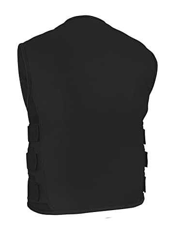 TEAM43002CMJ True Element Mens SWAT Team Style Leather Motorcycle Vest - Black - Brand New