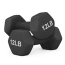 MADOG DUMBBELL HAND WEIGHTS ANTI-ROLL NON-SLIP HEXAGON SHAPED 12LB 2PCS - BLACK - Like New