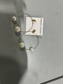 REBECCA MINKOFF GOLD HOOP EARRINGS WITH PEARLS - GOLD - Brand New