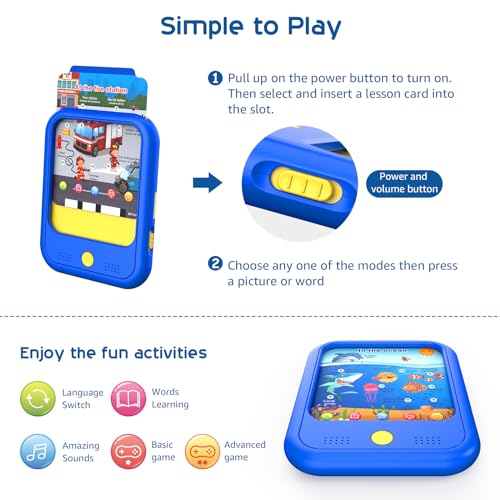 QIAOJOY KIDS LEARNING TABLET EDUCATIONAL LEARNING PAD FOR TODDLERS - BLUE - Like New