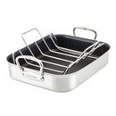 HESTAN PROVISIONS CLASSIC CLAD NONSTICK ROASTING PAN WITH RACK, 14.5", SS-STEEL - Like New