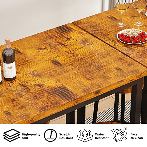 AWQM Bar Table and Chairs Set Industrial Counter Height Pub Table 5 Pieces - Like New