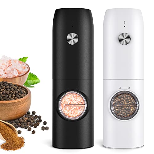 TCL Electric Salt and Pepper Grinder Set 2 Pack Rechargeable EAYMQ001BB - Black Like New