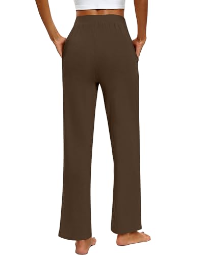 HUUKEAY 3 WOMEN'S LOUNGE PANTS, WIDE LEG, 3 Pack, Black, Brown, Khaki, XL - Brand New