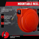 REELWORKS Air Hose Reel Retractable 1/4" x 33’ Feet Water Flex 180 PSI - Red - Like New