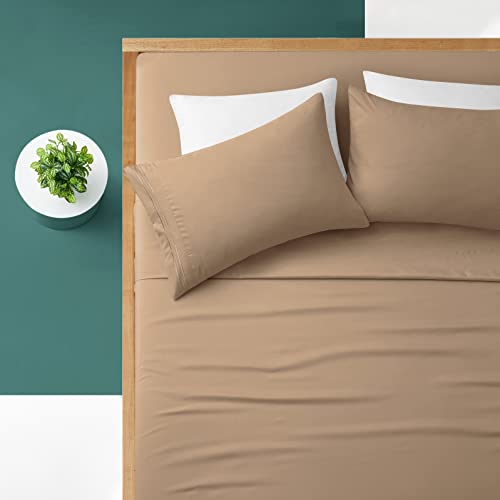 Manyshofu Extra Deep Pocket Queen Sheet Sets 4 Piece - Khaki - Like New