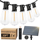 BOSCEOS 50FT SOLAR STRING LIGHTS DIMMABLE PATIO LIGHTS W REMOTE TIMER - BLACK - Like New