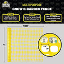 Temporary Fence 4'x100' Yellow, Plastic Snow Fence Safety Barrier Garden - Brand New