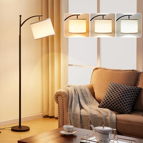 AMBIMALL 60" FLOOR 3s AREAS STANDING LAMP, 9W BULB, FLABMO8P - BLACK/BEIGE - Like New
