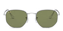 RAY-BAN HEXAGONAL FLAT LENSES- 9198/4E G-15 FRAME SIZE 51/21MM - POLISHED SILVER - Like New