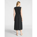 TIME AND TRU WOMEN'S SLEEVELESS V-NECK MIDI DRESS SIZE: M - BLACK SOOT POLKA DOT - Brand New