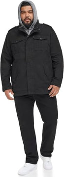 LEVI'S MEN'S COTTON HOODED MILITARY JACKET REGULAR & BIG & TALL MEN LT - BLACK - Brand New