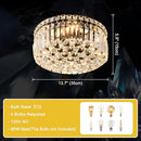 CEENLI 13.7" Modern Crystal Chandelier, 4-Light Black Crystal Flush Mount - Brand New