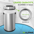 Alpine Industries17 gal. Stainless Steel Round Trash Can with Open Top Lid - Like New