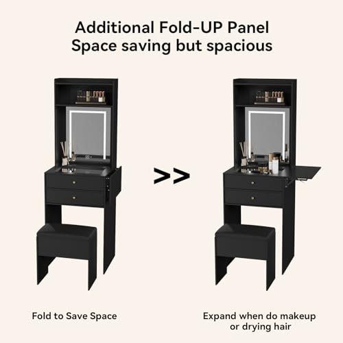 ARTETHYS SMALL VANITY DESK SET WITH 3 ADJUSTABLE MIRROR - IF018 - BLACK - Like New