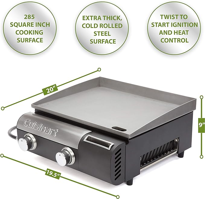 Cuisinart Gourmet Gas Griddle Two-Burner CGG-501 - STAINLESS STEEL/BLACK - Like New
