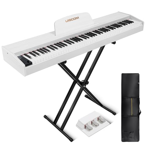UISCOM ELECTRIC PIANO KEYBOARD, 88 KEY SEMI-WEIGHTED KEYBOARD - WHITE - Like New
