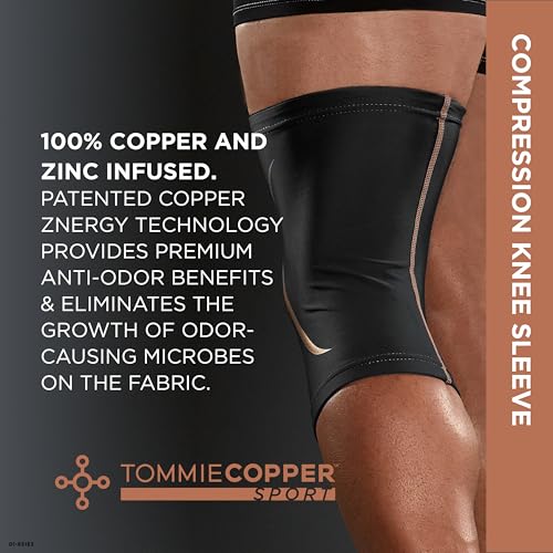 TOMMIE COPPER KNEE COMPRESSION SLEEVE 4D STRETCH & NON-SLIP FIT L/XL - BLACK - Like New
