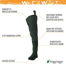 FROGG TOGGS Cascades 2-ply Poly/Rubber Waterproof Bootfoot Hip Wader, 14 - Brand New