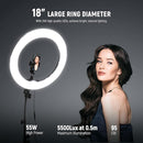 NEEWER Ring Light Kit: 18"/45cm Outer 55W 5600K Dimmable LED Ring Light - Black - Like New