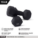 Neoprene Dumbbell Pairs by Day 1 Fitness – 15 Pounds - B07C37B7CH - NEW - Brand New