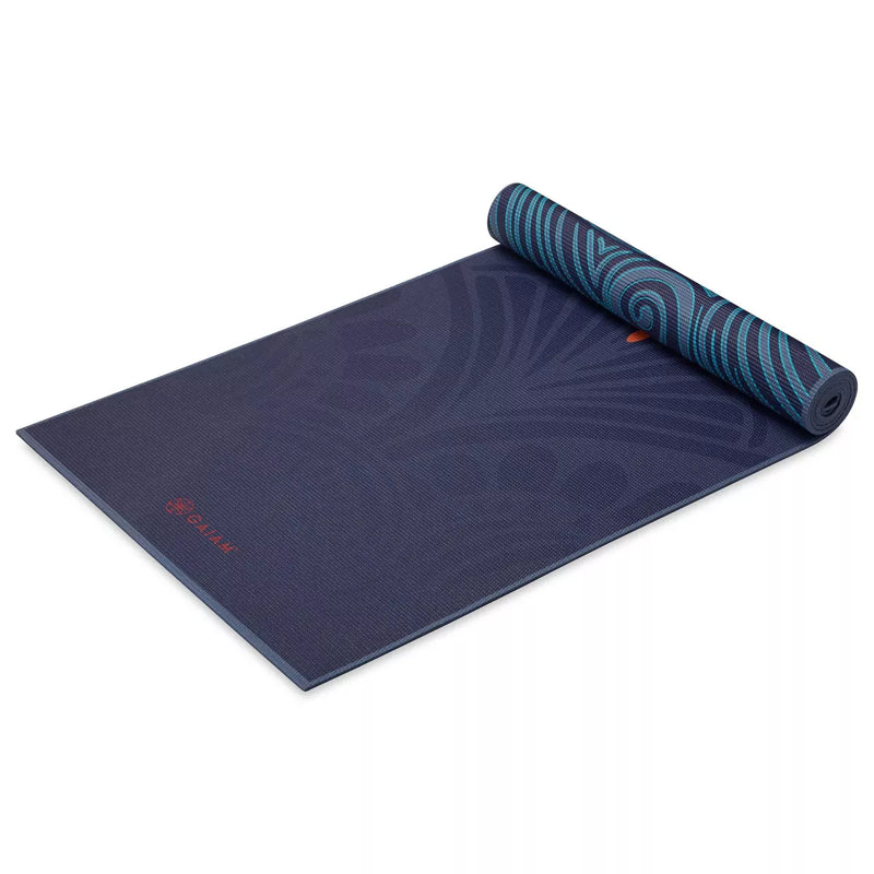 GAIAM REVERSIBLE YOGA MAT - (6MM) - TEAL MANDALA MANTRA - Like New