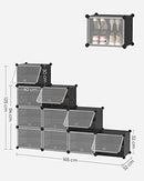 SONGMICS INTERLOCKING SHOE RACK PLASTIC STORAGE CABINET 10-SLOT MODULAR - BLACK - Like New