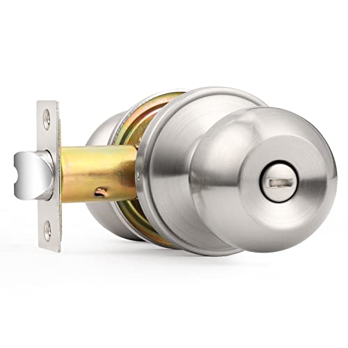 PROBRICO BRUSHED NICKEL BALL PRIVACY DOOR KNOB KEYLESS INTERIOR DOOR LOCK - Like New