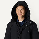 AMAZON ESSENTIALS BUTTON AND ZIP UP ALL BLACK LARGE LONG PUFFER JACKET - BLACK - Brand New