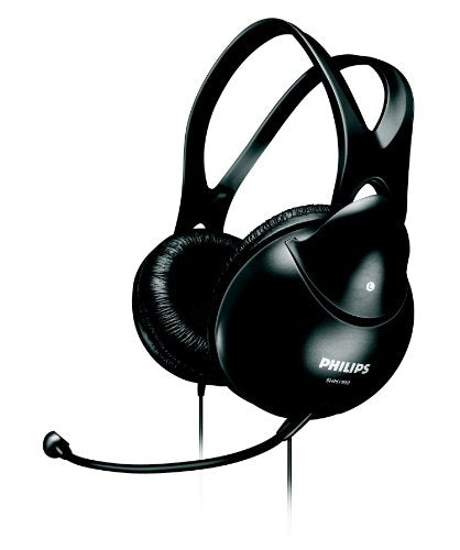 PHILIPS WIRED PC HEADSET ADJUSTABLE HEADBAND, LIGHTWEIGHT, MIC SHM1900 - BLACK - Like New