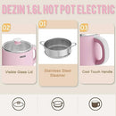 DEZIN ELECTRIC POT WITH STEAMER, STAINLESS STEEL ELECTRIC COOKER 1.6 LITER Like New