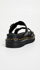 23523001 DR. MARTENS UNISEX MYLES BLACK BRANDO SANDAL SIZE M5/W6 BLACK BRANDO - Like New