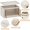 HAIXIN Storage Bins Clear Door Lid 100Qt Large Capacity Folding (3 Pack) - White - Brand New