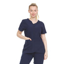 HEAL WEAR 4-WAY STRETCH WOMEN'S ZIPPERED TULIP SCRUB TOP - SIZE: M - DARK NAVY - Brand New