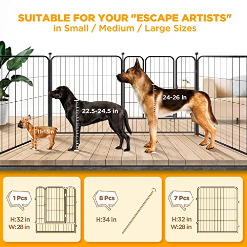 DPI01 Heavy Duty Metal Pet Dog Playpen with 32" Height  8/16 Panels Rustproof - Like New
