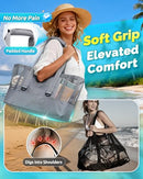 ONWANDER LARGE MESH BEACH BAG WATERPROOF BOTTOM TOTE STRUCTURED DESIGN - GRAY - Brand New