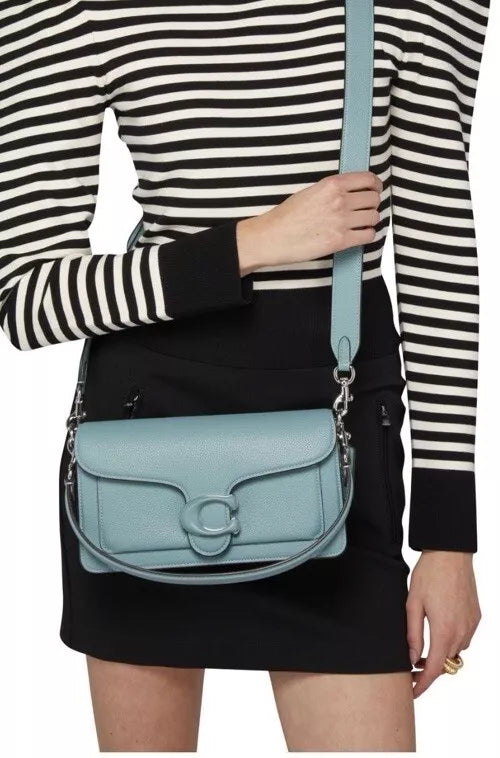 COACH LEATHER SHOULDER BAG TABBY MEDIUM SIZE - AQUAMARINE - Brand New