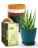 GOPROAUTO 6 Inch Indoor Planter Pots, Drainage Hole, Tray Saucer, 5 Pack - Multi - Like New
