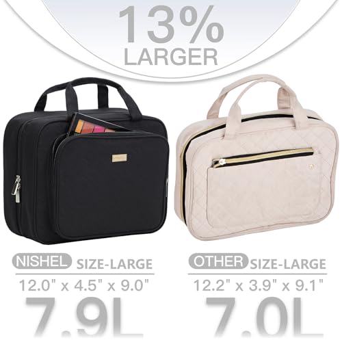 NISHEL Travel Toiletry Bag for Women Large Capacity, Makeup Essentials Organizer - Like New