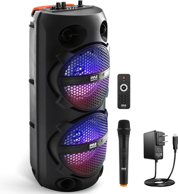 Pyle PyleUsa Portable Bluetooth PA Speaker, 240W Dual 8", Mic, PPHP2814B - Black Like New