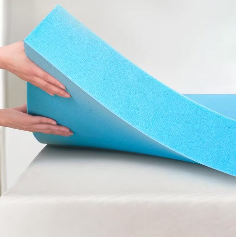 SUBRTEX MEDIUM 4 IN. QUEEN GEL MEMORY FOAM MATTRESS TOPPER - BLUE - Like New