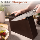 ASTERCOOK 15 PCS KNIFE SET FULL TANG KITCHEN KNIFE SETS BLOCK BUILT-IN SHARPENER - Like New