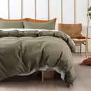 Get Bed Ready Striped Washed Cotton Chambray Geometric Stonewashed Copper Olive - Like New
