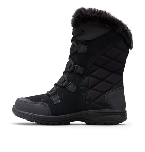 COLUMBIA WOMEN'S ICE MAIDEN II SNOW BOOTS SIZE: WOMEN 7.5 BL1581 Black Grey - Like New