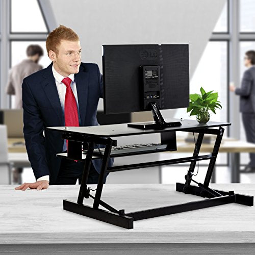 SORBUS SIT-TO-STAND MONITOR RISER DESK - BLACK - Like New