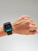 NIXON BASE TIDE PRO 100M WATER RESISTANT MEN'S DIGITAL WATCH - BLACK BLUE - Like New