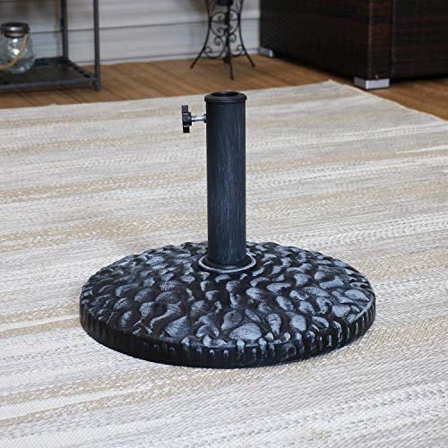Sunnydaze 18-Inch Diameter Pebble Texture Resin Umbrella Base - Gray - Like New