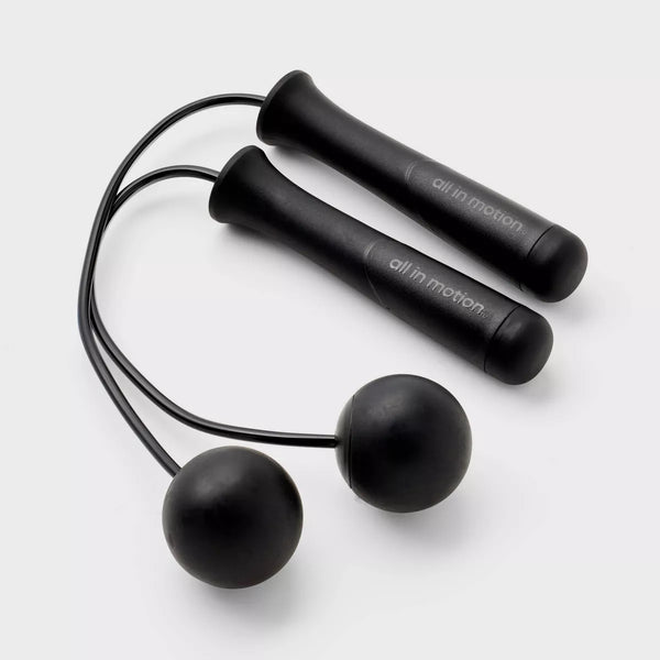 ALL IN MOTION 11.9" ROPELESS JUMP ROPE POLYPROPYLENE, TPR HANDLES - BLACK - Like New