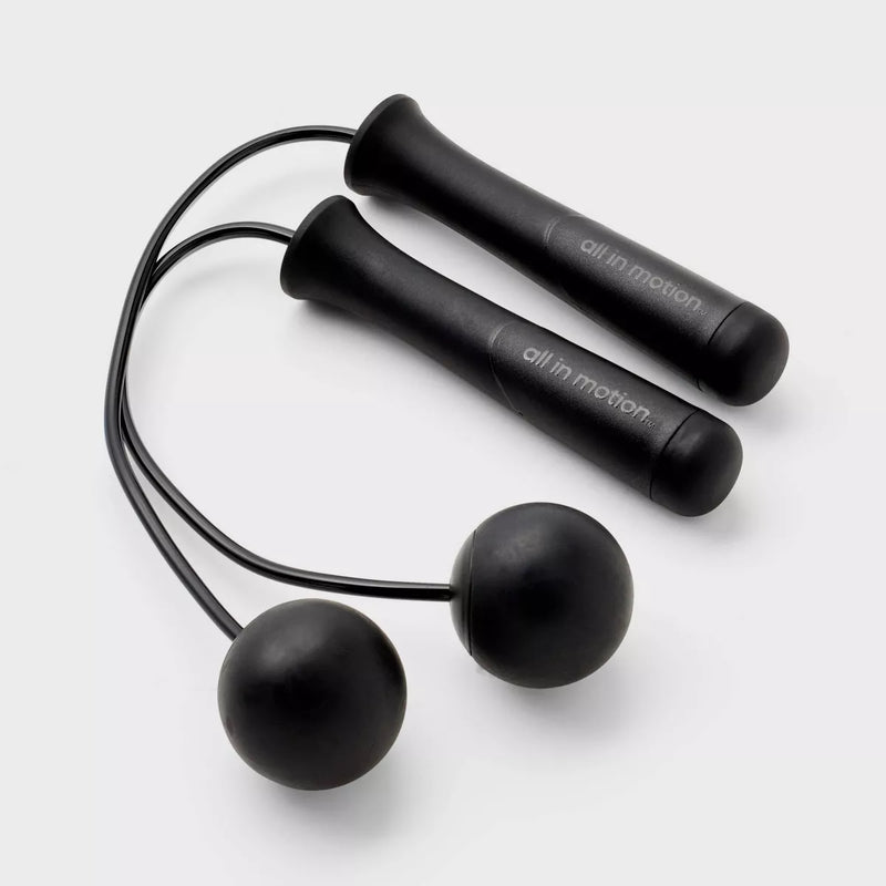 ALL IN MOTION 11.9" ROPELESS JUMP ROPE POLYPROPYLENE, TPR HANDLES - BLACK - Like New